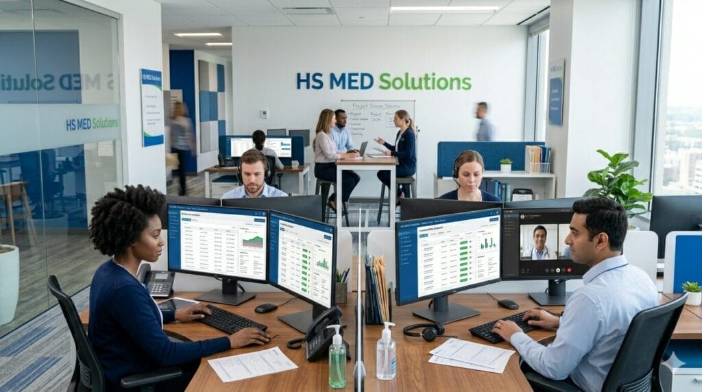 HS MED Solutions certified medical billing team managing telehealth billing services for healthcare providers across the USA