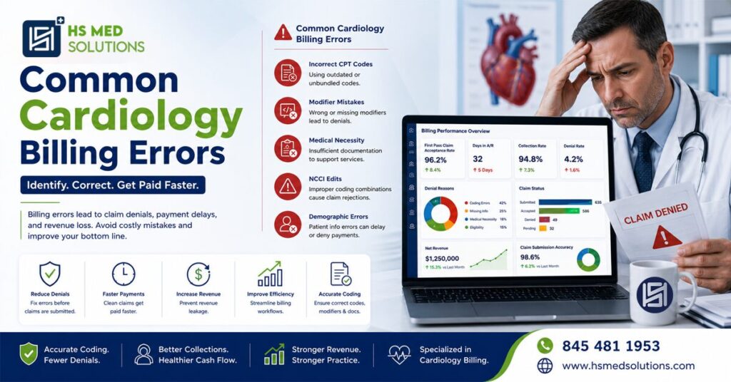 common cardiology billing errors that cause claim denials